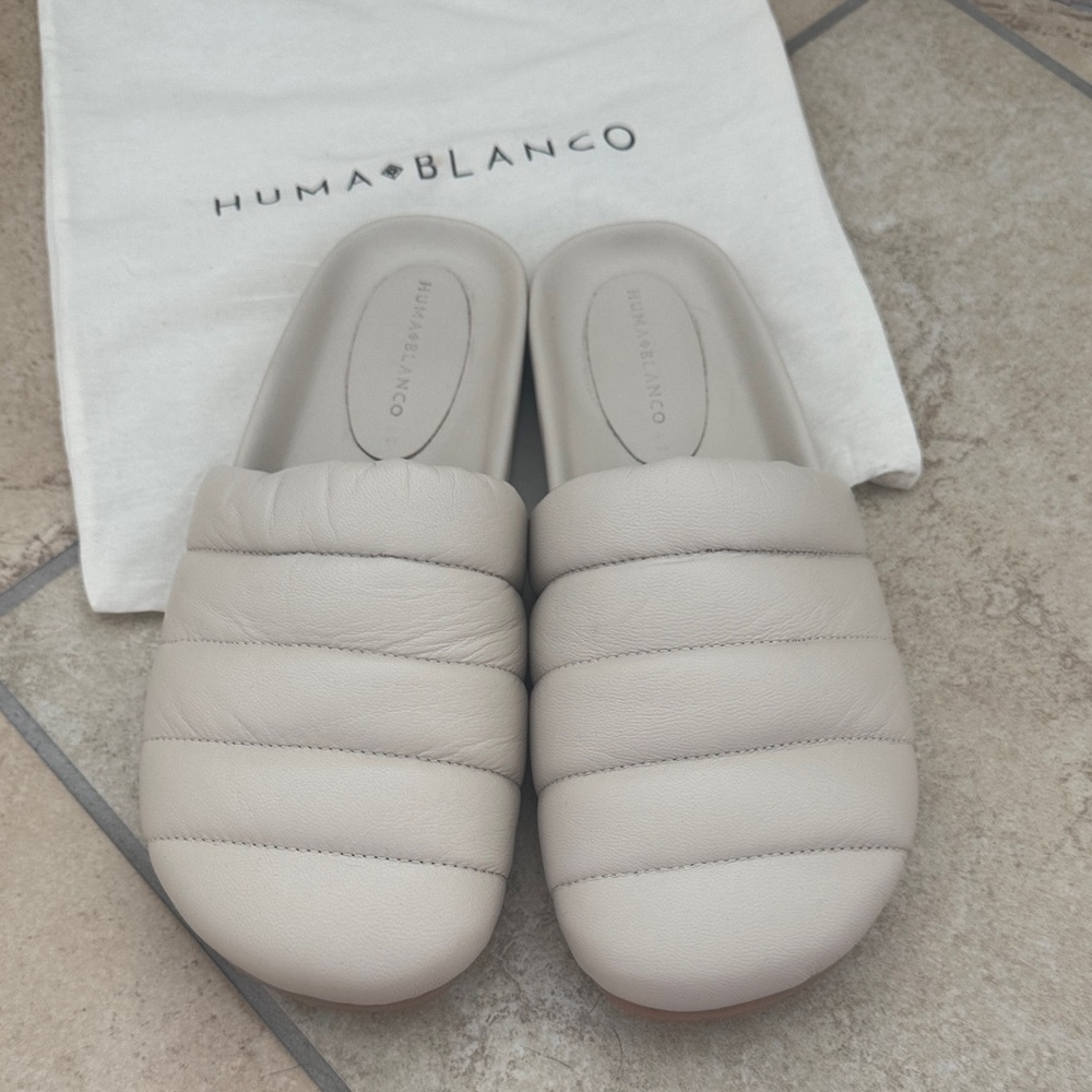 Huma Blanco Quilted Leather Clogs, size 42